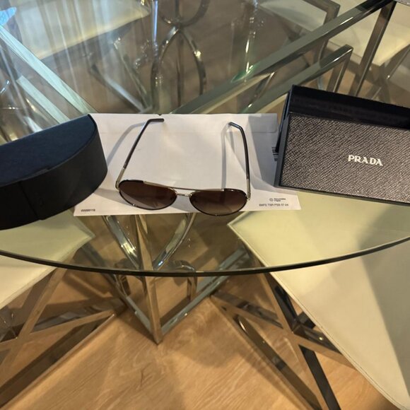 Prada PR 66XS 2AU6S1 Havana Metal Round Sunglasses Brown Gradient Lens - Picture 6 of 10